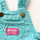 OshKosh Turquoise Hickory Stripe Bubble Overalls - Yellow Clover Vintage Kids Clothes