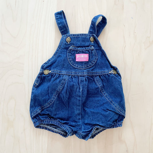 Vintage OshKosh Dark Wash Denim Bubble Romper - Yellow Clover Vintage Kids Clothes