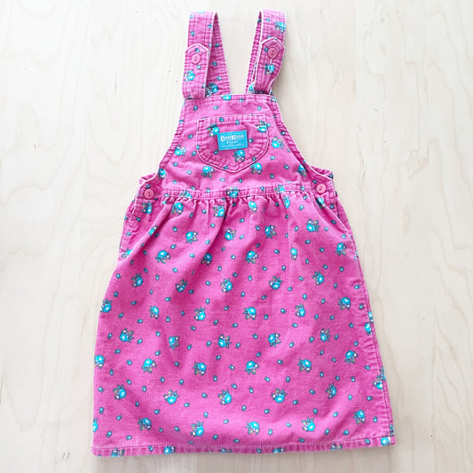 Vintage OshKosh Floral Cord Bow Back Skirtall - Yellow Clover Vintage Kids Clothes