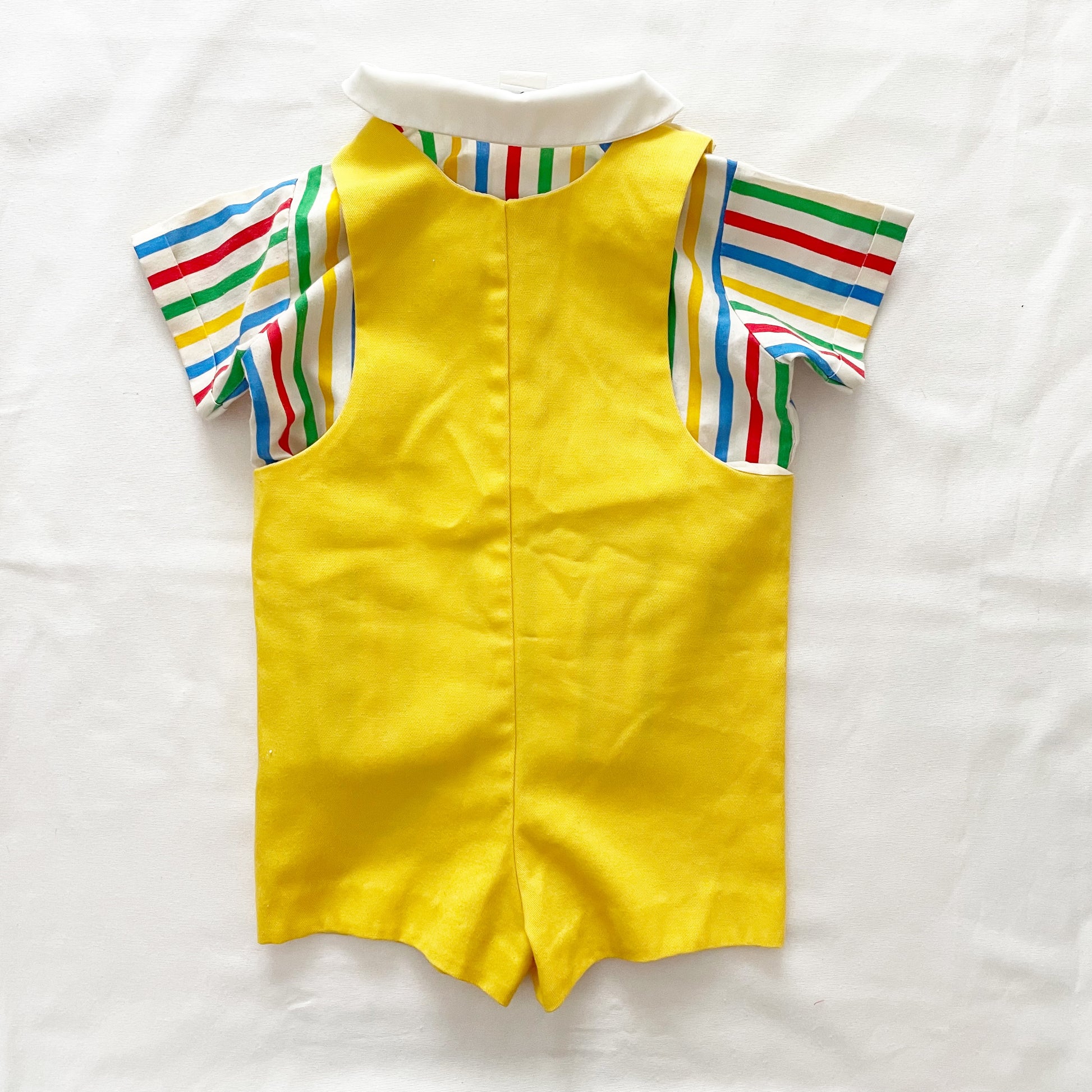 Bryan Stripe Sailboat Romper Set • 3T (?) - Yellow Clover Vintage Kids Clothes