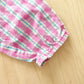 OshKosh Plaid Textured Bubble Overalls - Yellow Clover Vintage Kids Clothes