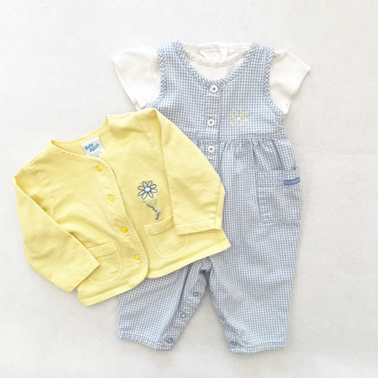 Baby B’gosh Gingham Romper Set - Yellow Clover Vintage Kids Clothes