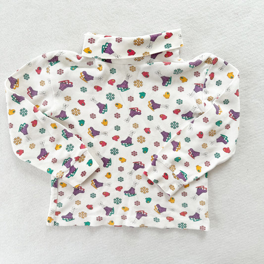 Honors Winter Print Turtleneck - Yellow Clover Vintage Kids Clothes