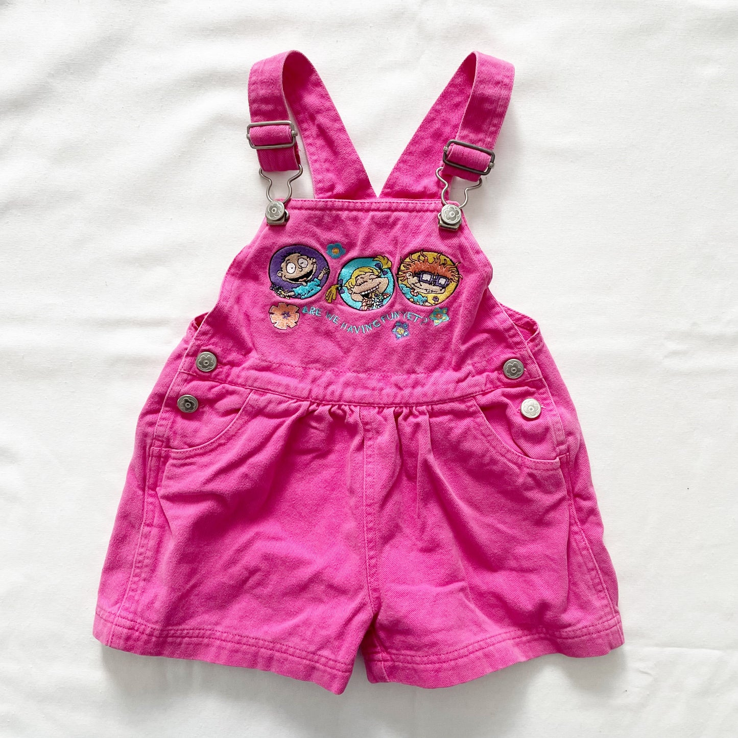 Rugrats Pink Shortalls - Yellow Clover Vintage Kids Clothes