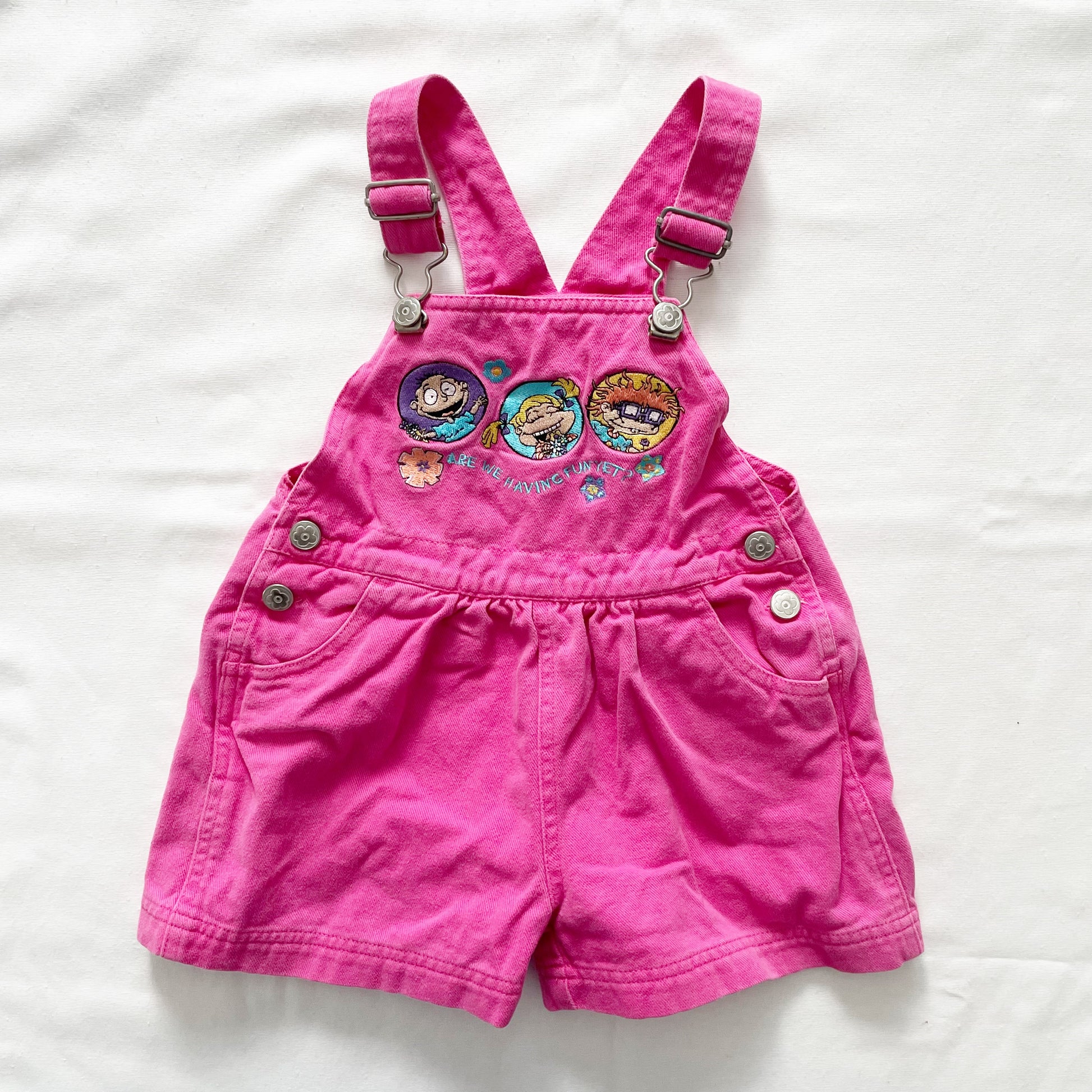 Rugrats Pink Shortalls - Yellow Clover Vintage Kids Clothes