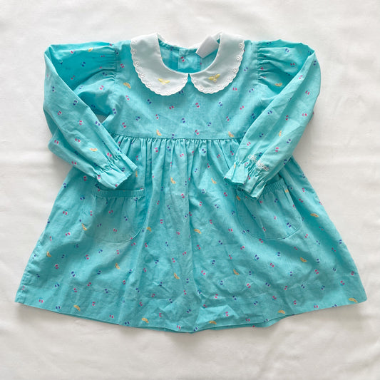 OshKosh Butterfly Print Collared Dress - Yellow Clover Vintage Kids Clothes