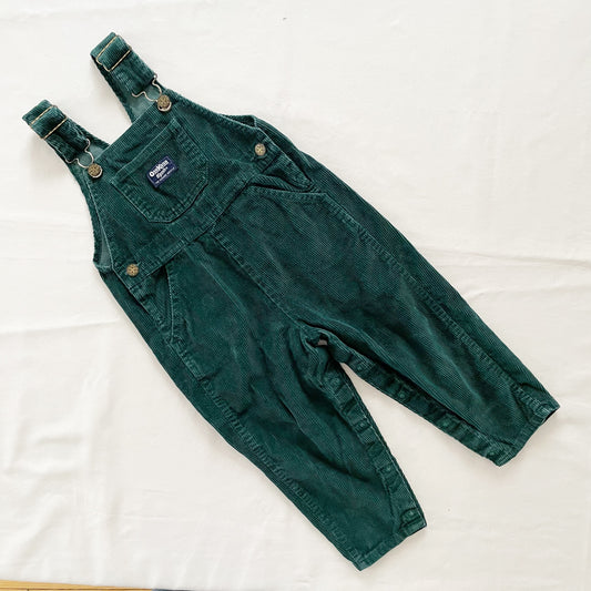 OshKosh Dark Green Chunky Cord Overalls - Yellow Clover Vintage Kids Clothes