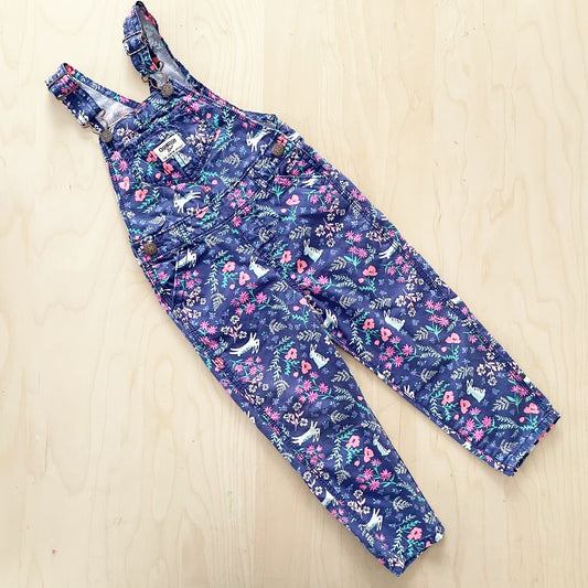 OshKosh Floral Bunny Overalls - Yellow Clover Vintage Kids Clothes