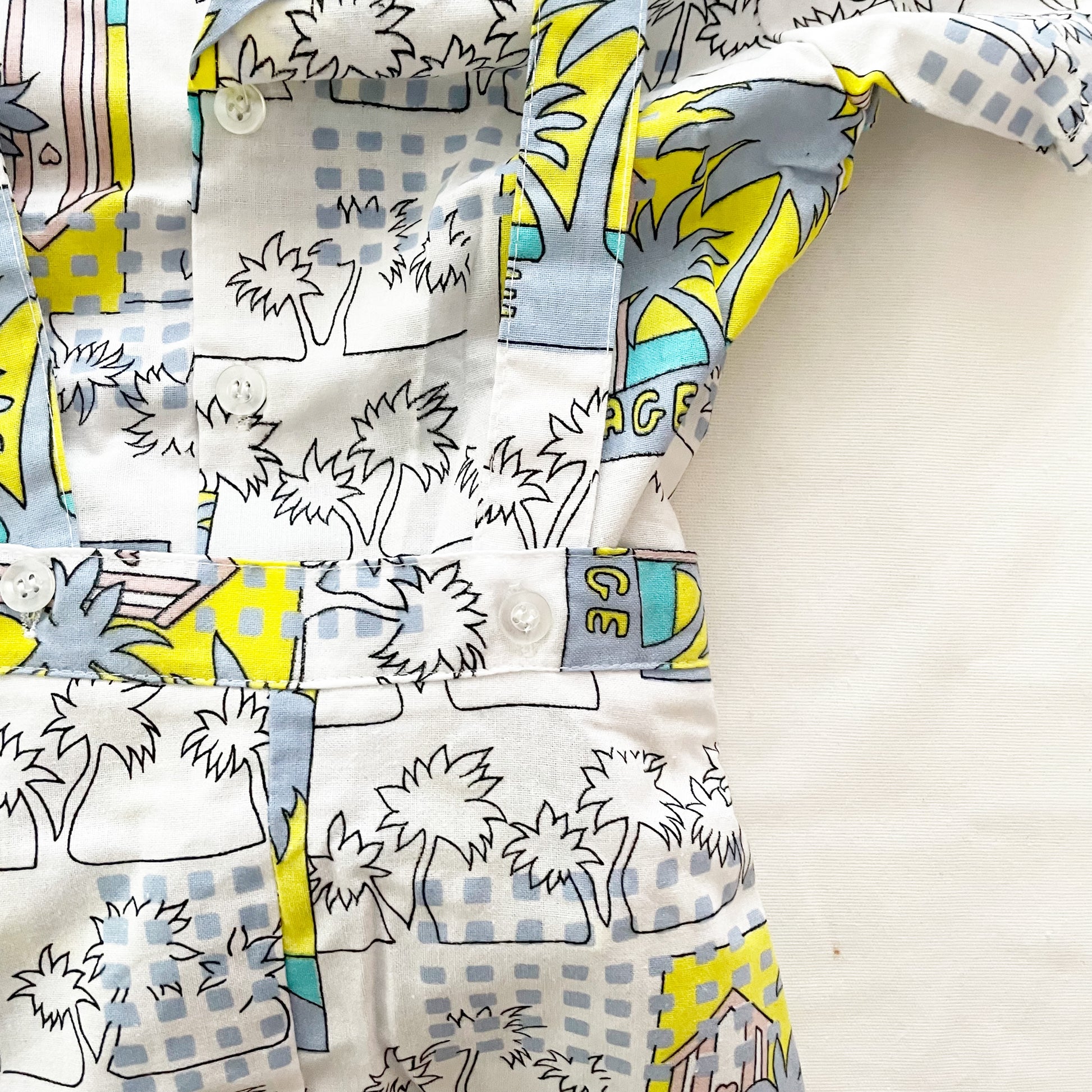 Beach Print Suspenders Shorts Set • 4T - Yellow Clover Vintage Kids Clothes