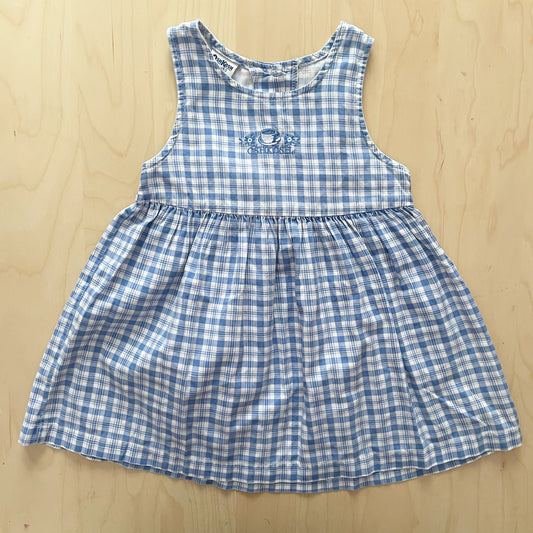 OshKosh Teacup Plaid Tie Back Dress - Yellow Clover Vintage Kids Clothes