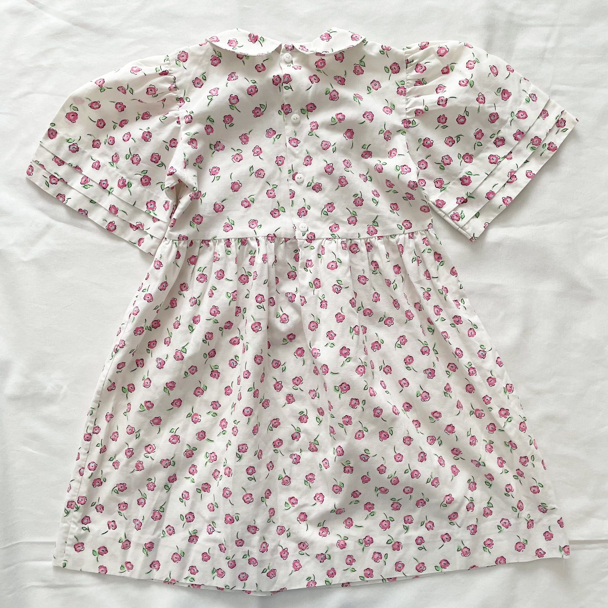 OshKosh Bell Sleeve Pleated Floral Print Dress - Yellow Clover Vintage Kids Clothes