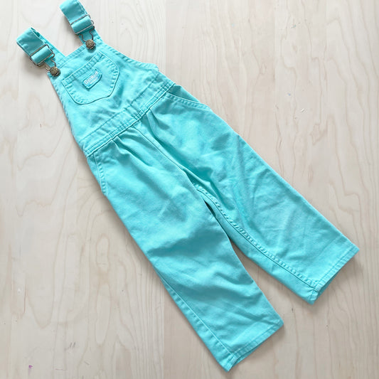 Vintage OshKosh Mint Blue Overalls - Yellow Clover Vintage Kids Clothes