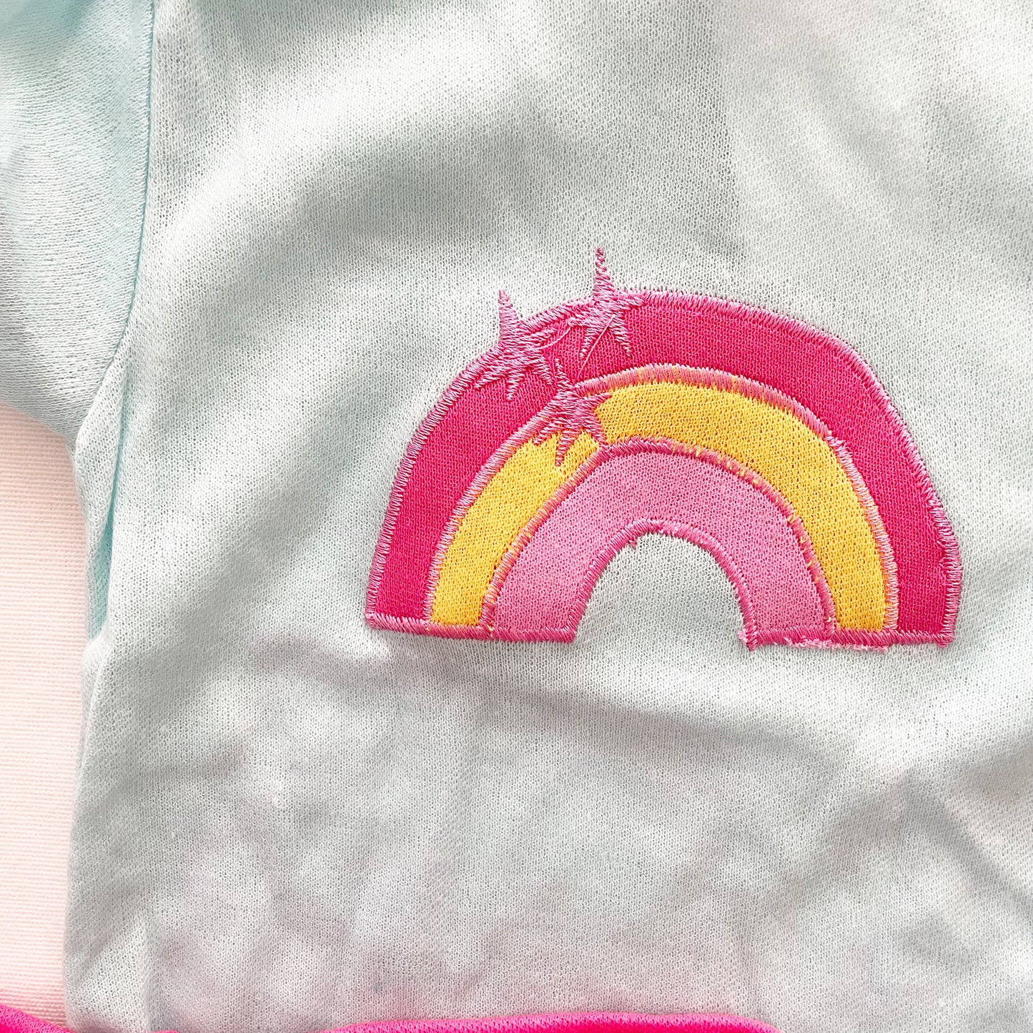Mint/Pink Rainbow Appliqué Set • 18m - Yellow Clover Vintage Kids Clothes