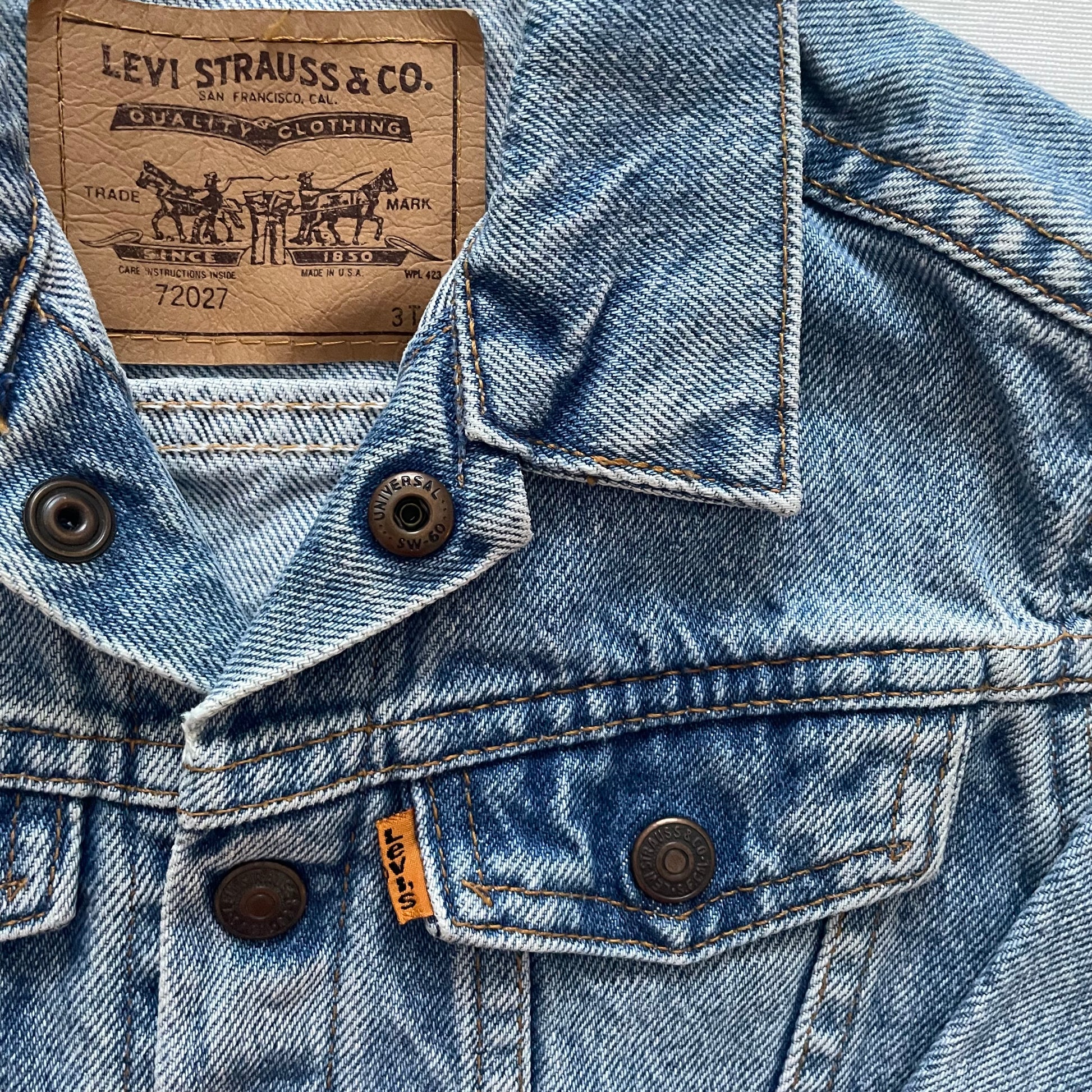 Levi’s Orange Tab Denim Jacket - Yellow Clover Vintage Kids Clothes