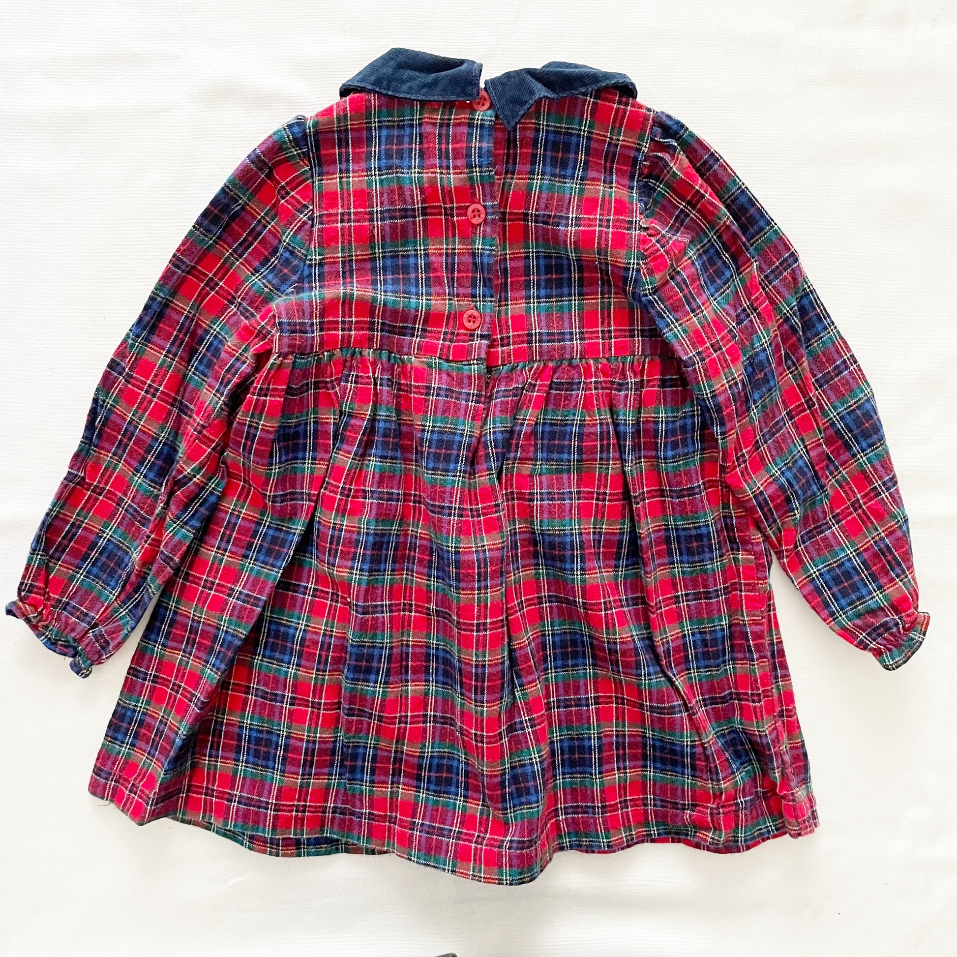 OshKosh Bow Collar Plaid Flannel Dress - Yellow Clover Vintage Kids Clothes