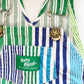 Baby B’gosh Blues + Greens Striped Shortalls - Yellow Clover Vintage Kids Clothes