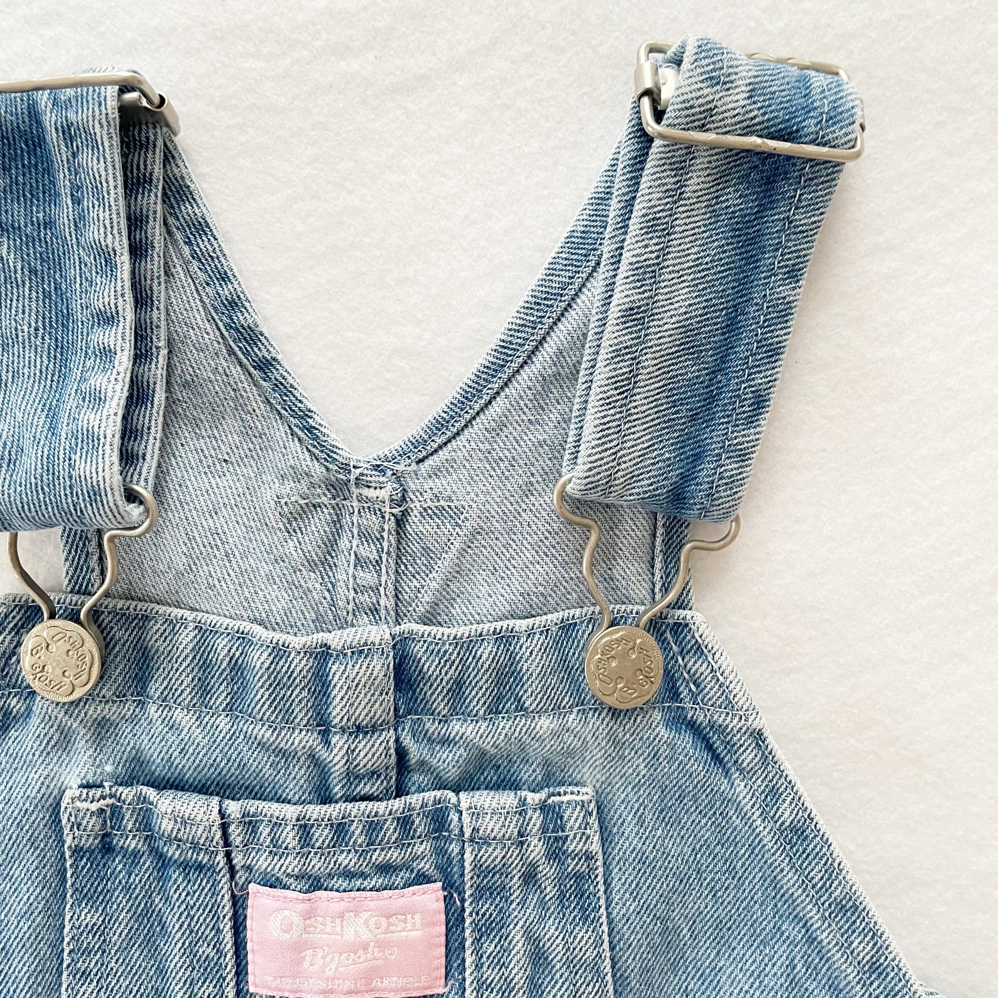 OshKosh Medium Wash Shortalls - Yellow Clover Vintage Kids Clothes