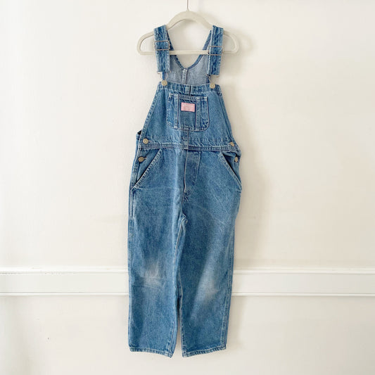 OshKosh Medium Wash Pink Label Overalls - Yellow Clover Vintage Kids Clothes