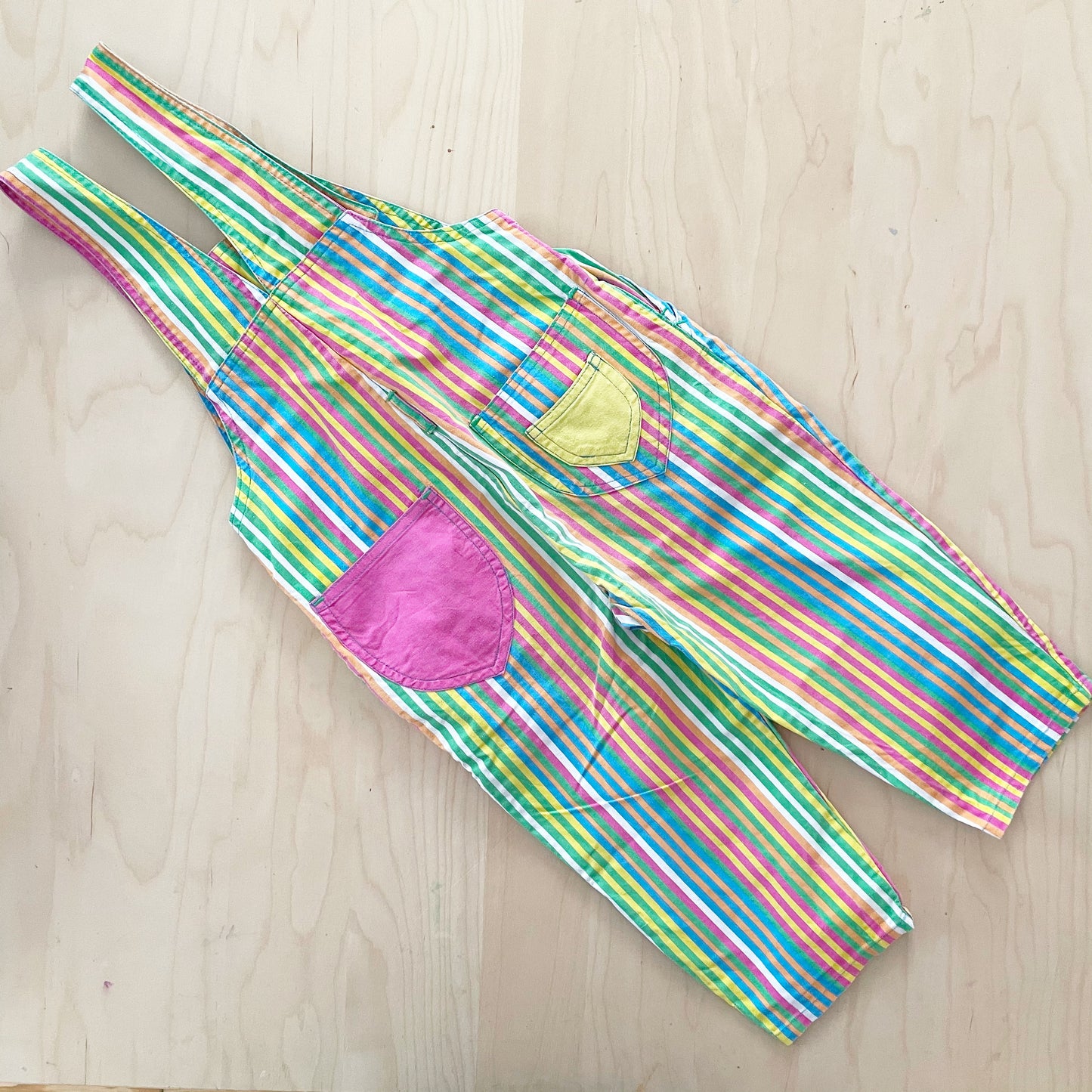 Vintage Euro Striped Cotton Overalls