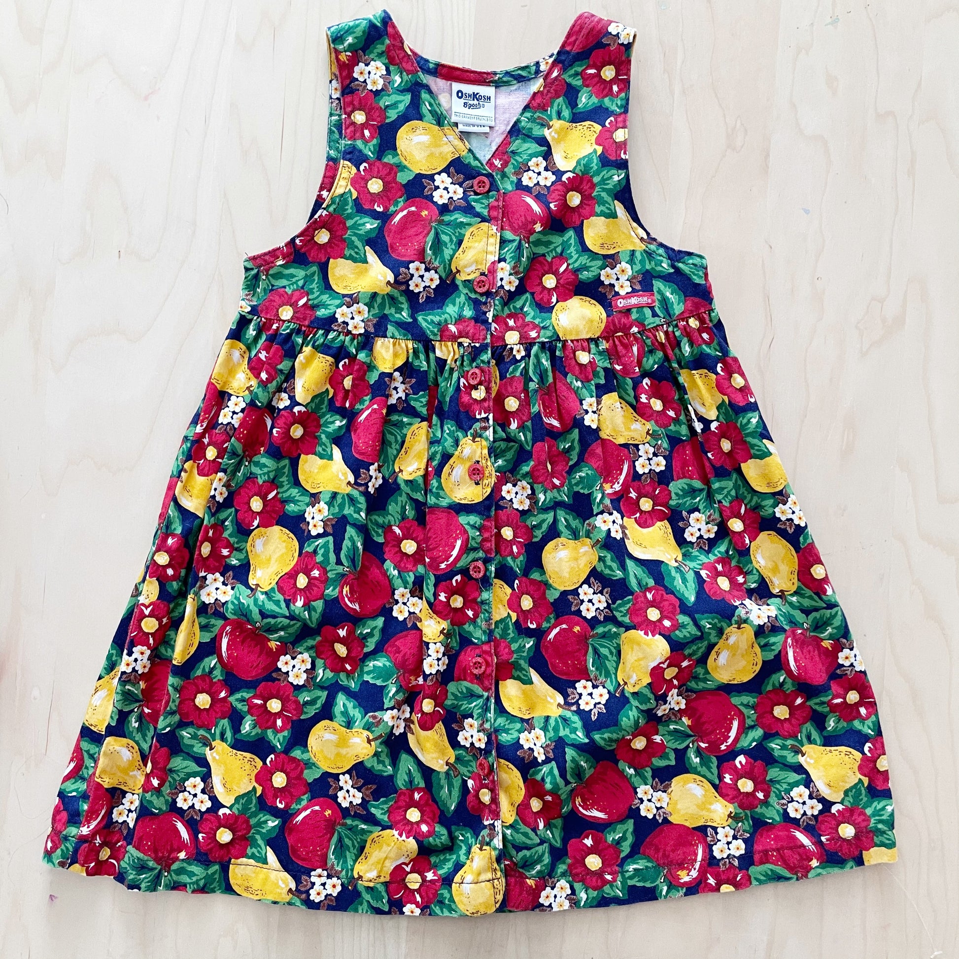 OshKosh Floral Fruit Dress - Yellow Clover Vintage Kids Clothes