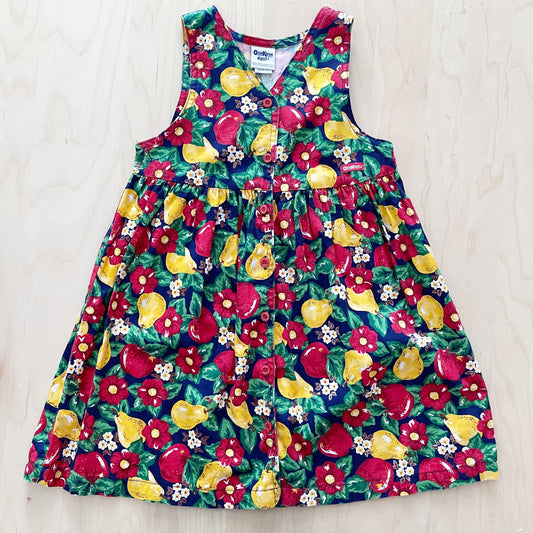OshKosh Floral Fruit Dress - Yellow Clover Vintage Kids Clothes