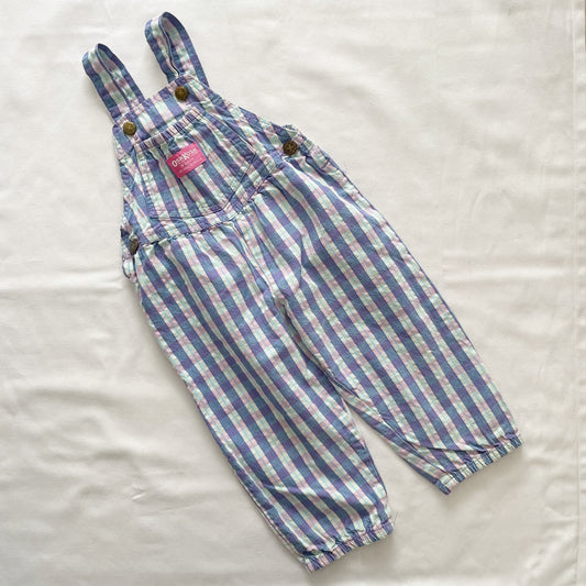 OshKosh Purple Blue Plaid Overalls - Yellow Clover Vintage Kids Clothes