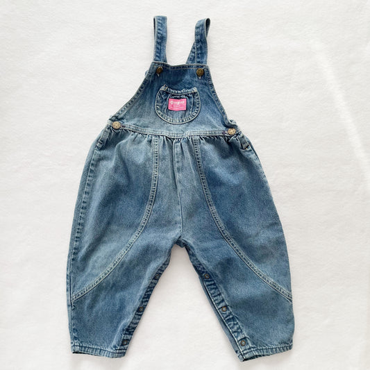 OshKosh Medium Wash Bubble Overalls - Yellow Clover Vintage Kids Clothes