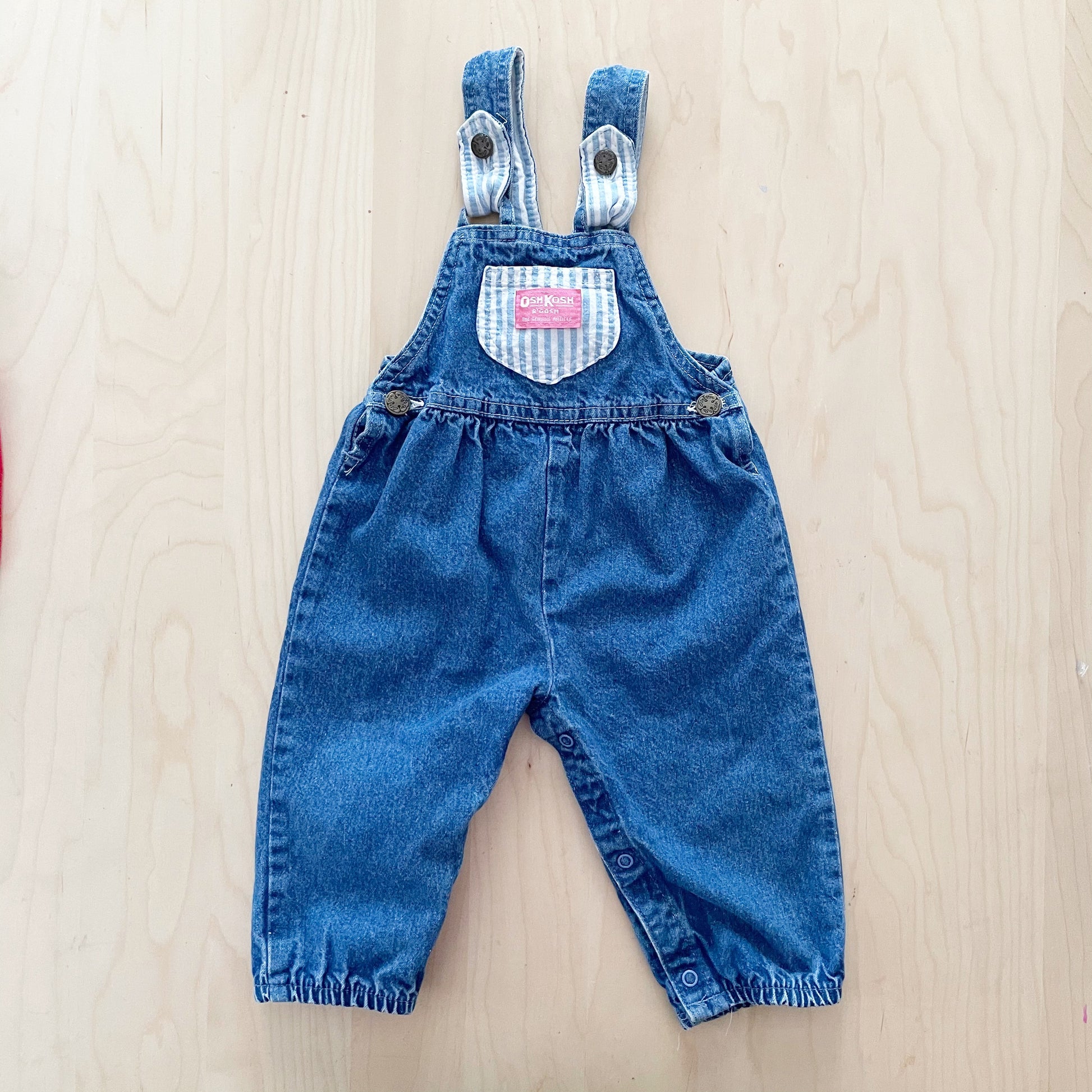 OshKosh Striped Accent Bubble Overalls - Yellow Clover Vintage Kids Clothes