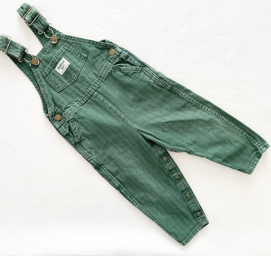 OshKosh Dark Green Overalls - Yellow Clover Vintage Kids Clothes