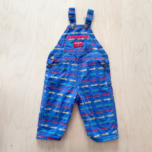 Vintage OshKosh Train Overalls - Yellow Clover Vintage Kids Clothes