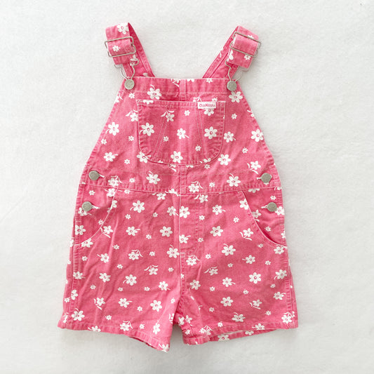 OshKosh Flower Print Shortalls - Yellow Clover Vintage Kids Clothes