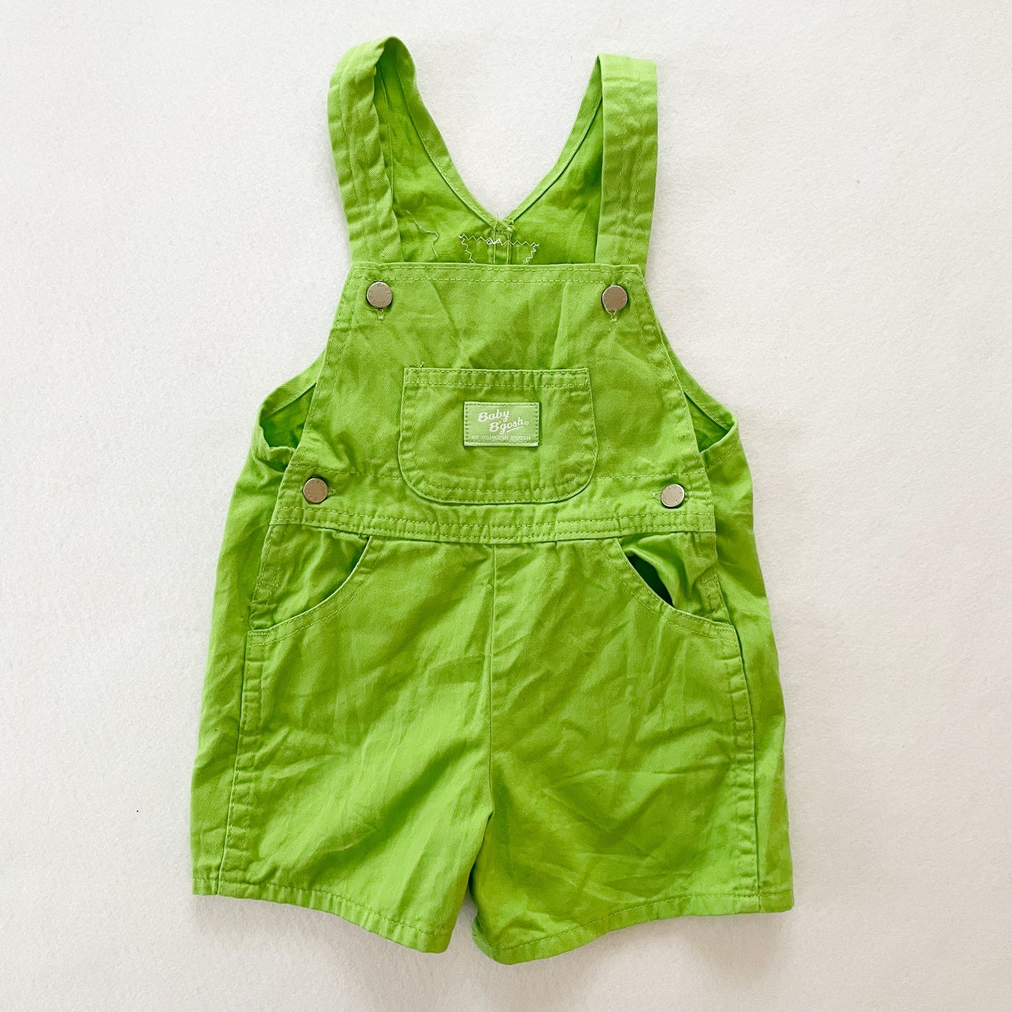 Vintage OshKosh Baby B’gosh Lime Green Shortall Overalls
