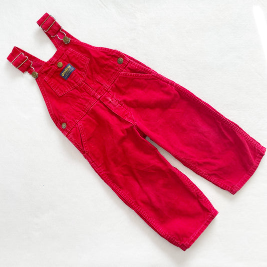 OshKosh Red Cord Classic Overalls - Yellow Clover Vintage Kids Clothes
