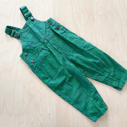 Vintage Circo Green Striped Overalls - Yellow Clover Vintage Kids Clothes