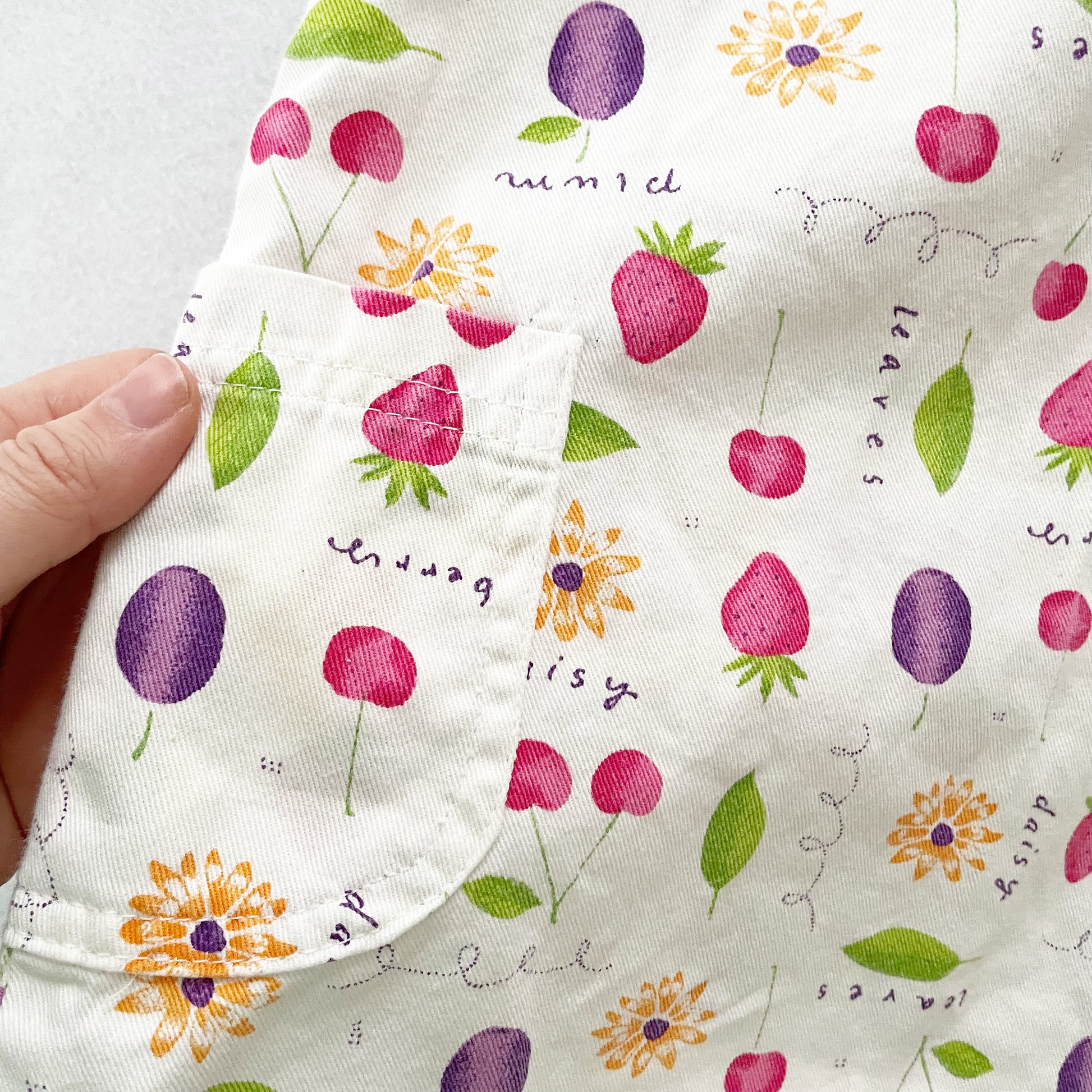 OshKosh Fruit Pinafore Dress - Yellow Clover Vintage Kids Clothes