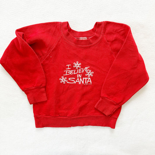 Vintage I Believe In Santa Crewneck: 5T - Yellow Clover Vintage Kids Clothes