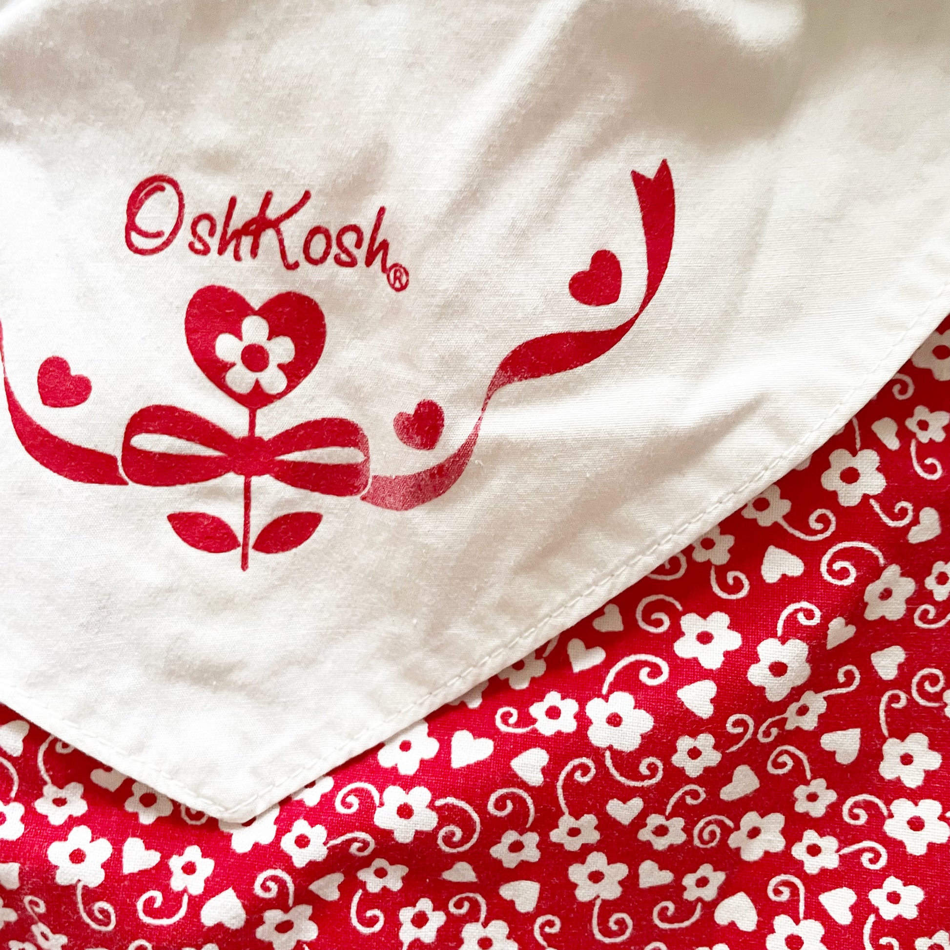 OshKosh Red Floral Hearts Sailor Collar Dress - Yellow Clover Vintage Kids Clothes