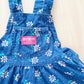 Vintage OshKosh Blue Floral Skirtall - Yellow Clover Vintage Kids Clothes