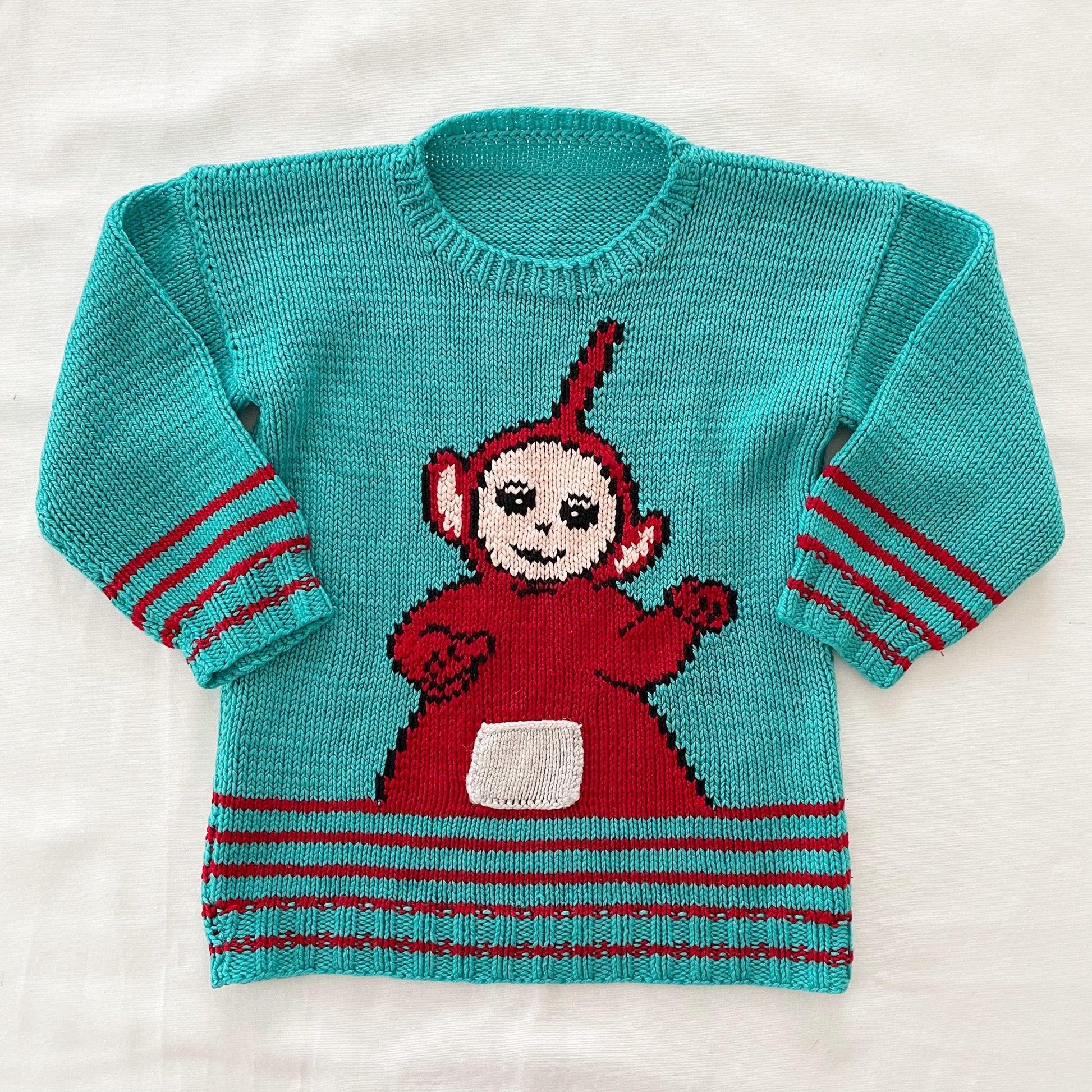 Vintage Handknit Po Teletubbies Kids Sweater