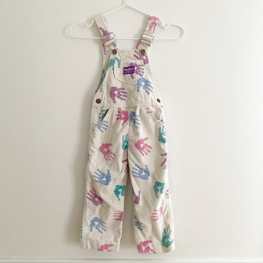 OshKosh Handprint Cord Overalls - Yellow Clover Vintage Kids Clothes