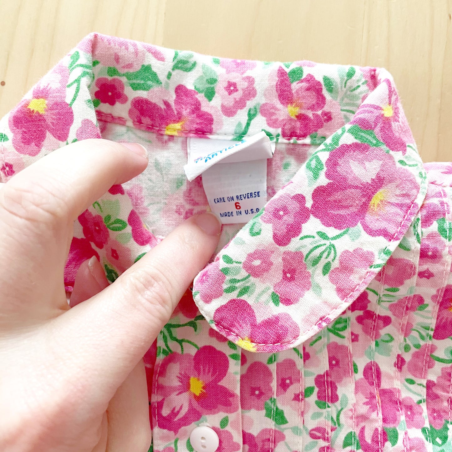 OshKosh Pink Floral Button Front Dress - Yellow Clover Vintage Kids Clothes