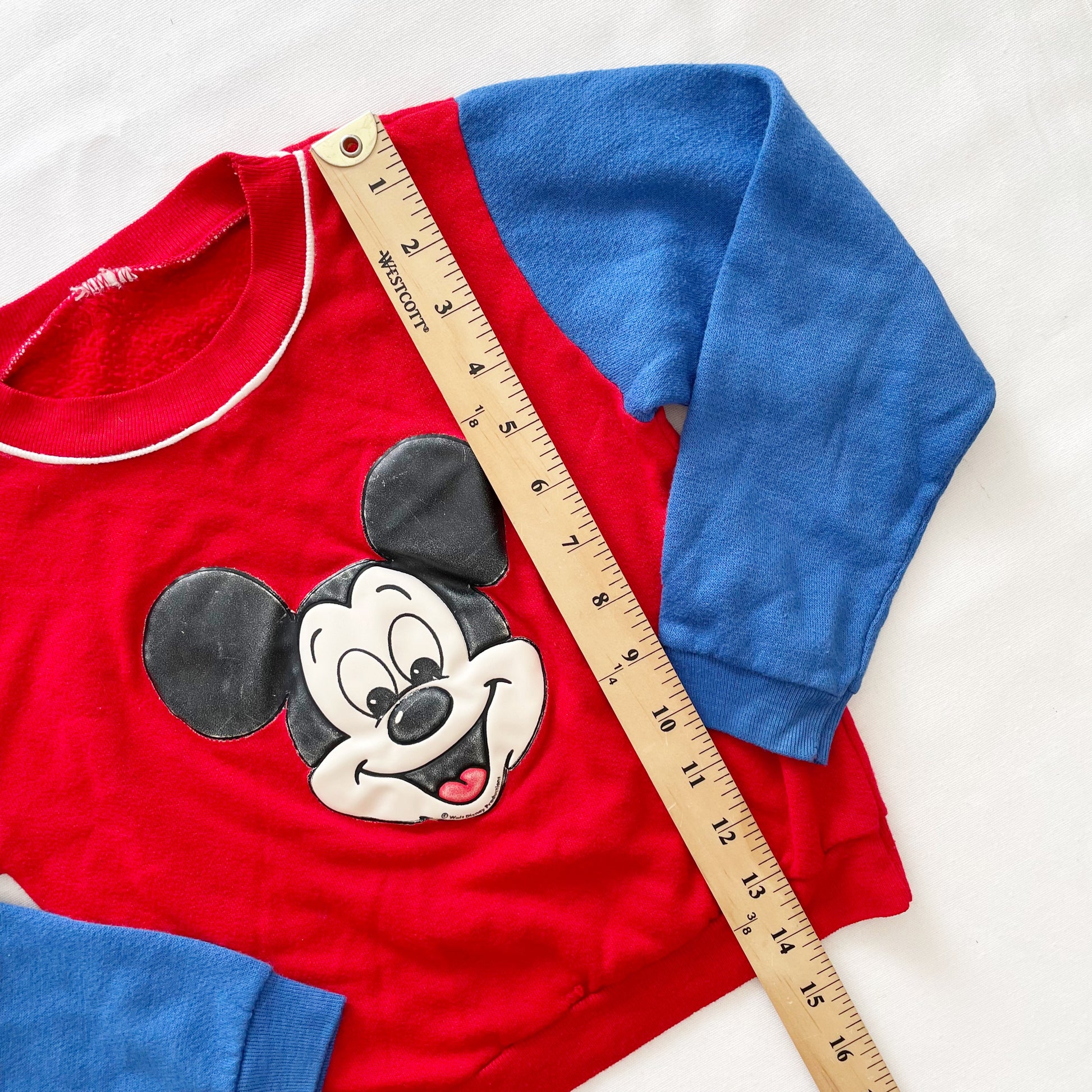 Mickey Mouse Appliqué Sweatshirt - Yellow Clover Vintage Kids Clothes