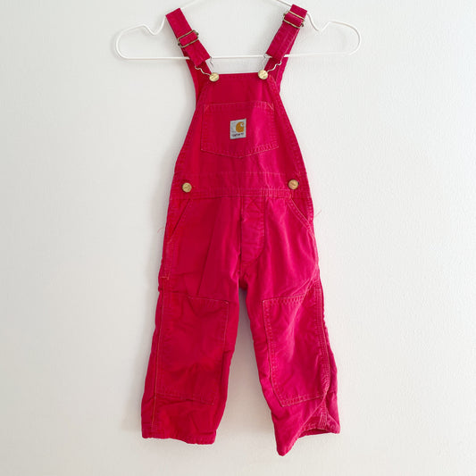 Carhartt Red Flannel-Lined Overalls • 2T (?) - Yellow Clover Vintage Kids Clothes