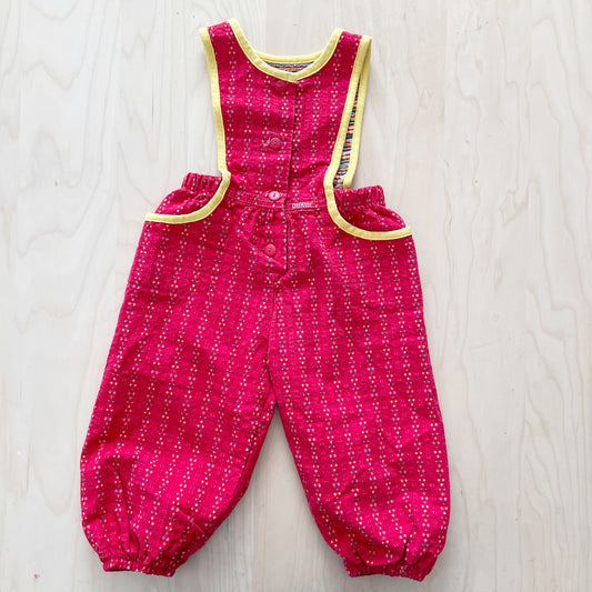 OshKosh Red Woven Bubble Romper - Yellow Clover Vintage Kids Clothes