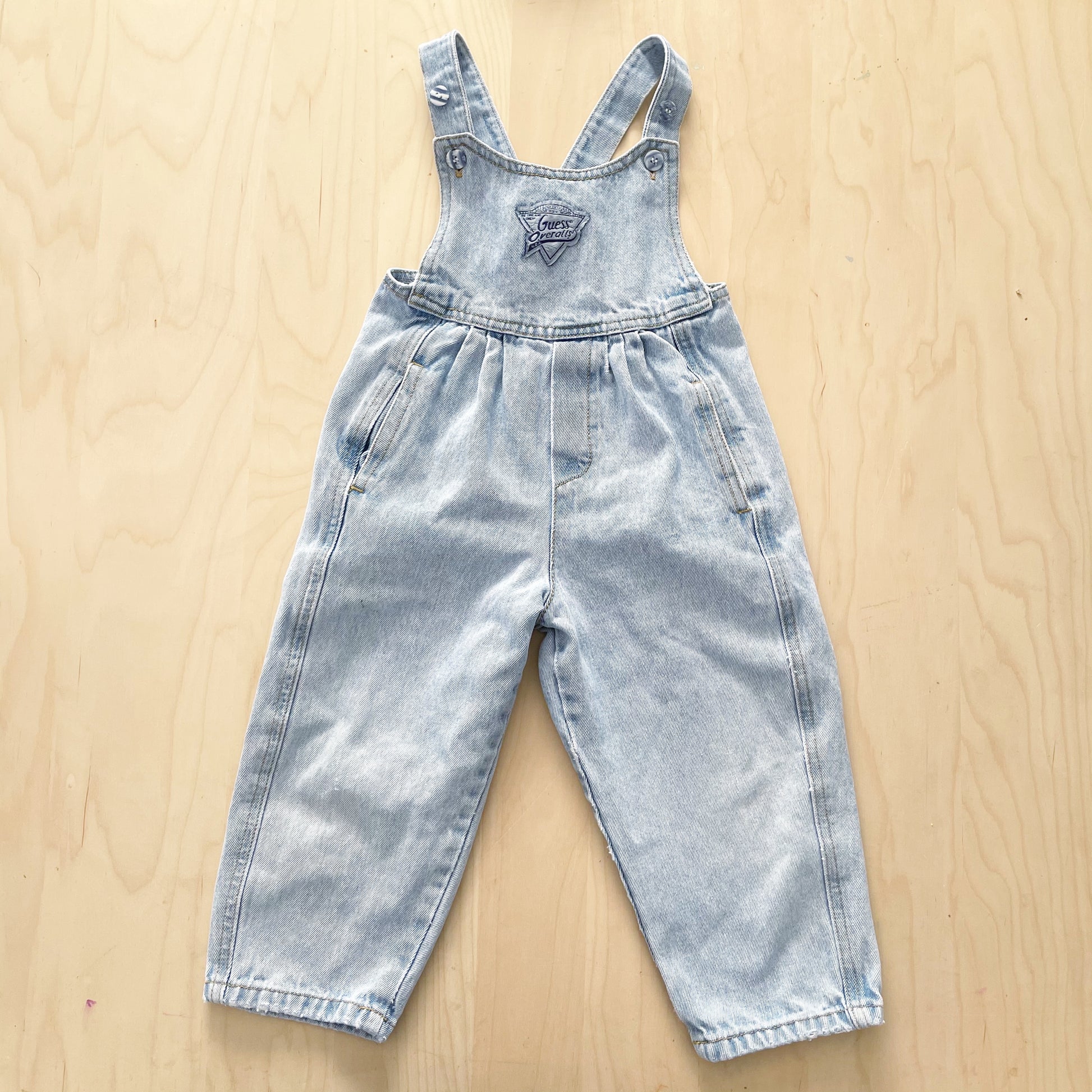Vintage Guess Light Wash Button Overalls - Yellow Clover Vintage Kids Clothes
