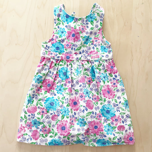 Vintage OshKosh Bright Floral Tie Back Dress - Yellow Clover Vintage Kids Clothes