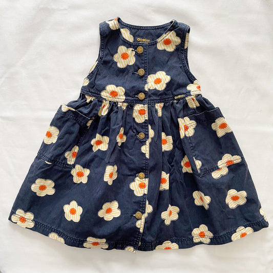 OshKosh Yellow Flower Print Button Front Dress - Yellow Clover Vintage Kids Clothes
