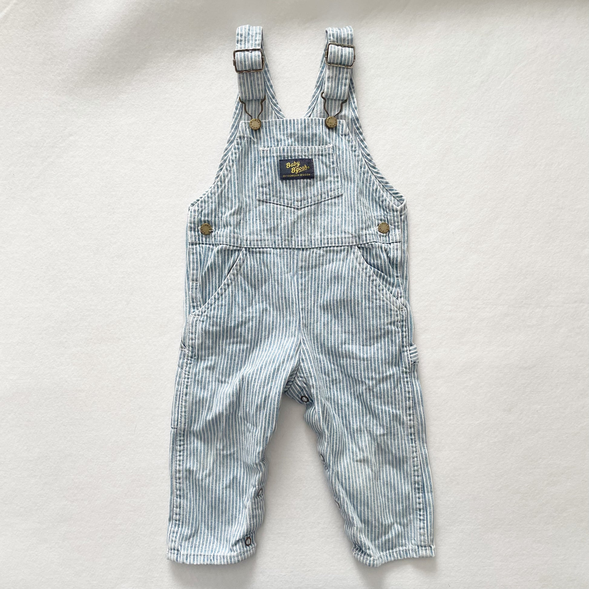 Vintage OshKosh Baby B’gosh Lighter Denim Hickory Stripe Overalls