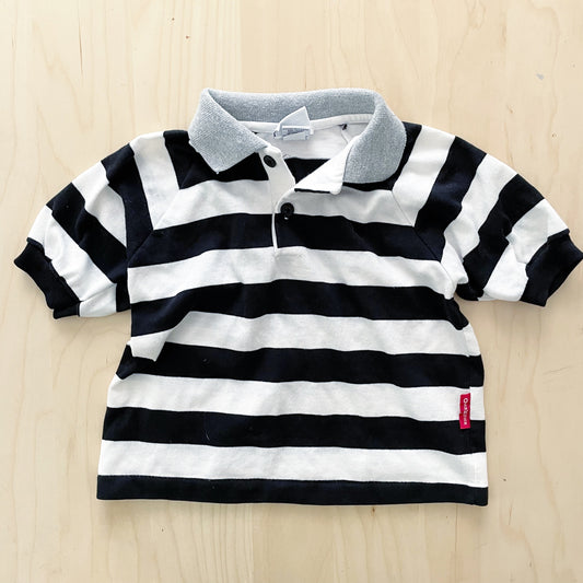 OshKosh Black and White Stripe Polo - Yellow Clover Vintage Kids Clothes