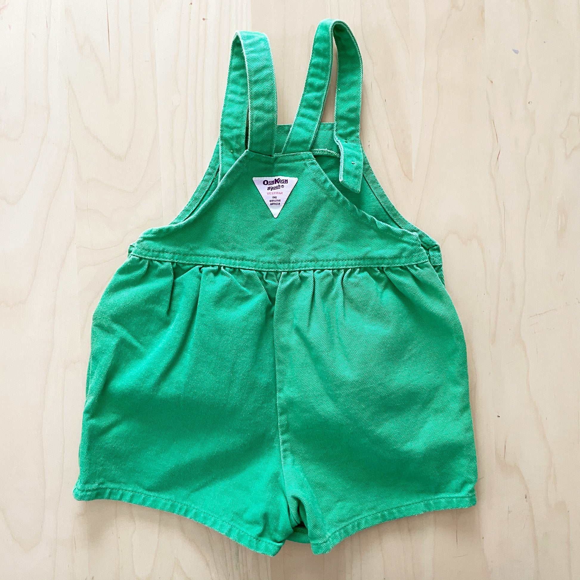 OshKosh Green Shortalls - Yellow Clover Vintage Kids Clothes